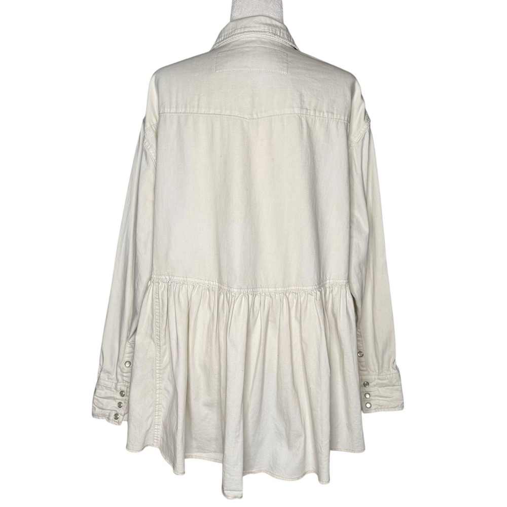 We The Free by Free People "Dylan" Peplum Cotton Denim Shacket – Women's Large - Picture 8 of 13
